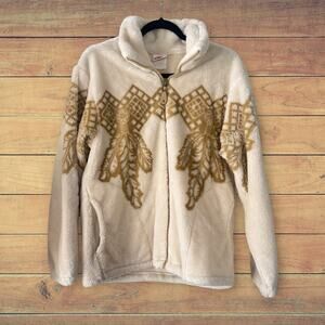 Vintage Milton Funwear Full Zip Feather Southwestern Cream Beige Jacket